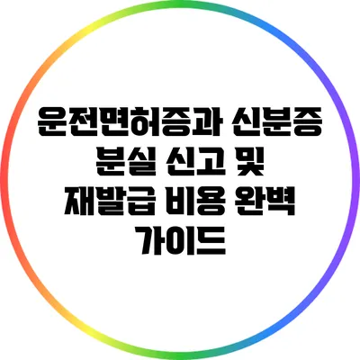 운전면허증과 신분증 분실 신고 및 재발급 비용 완벽 가이드