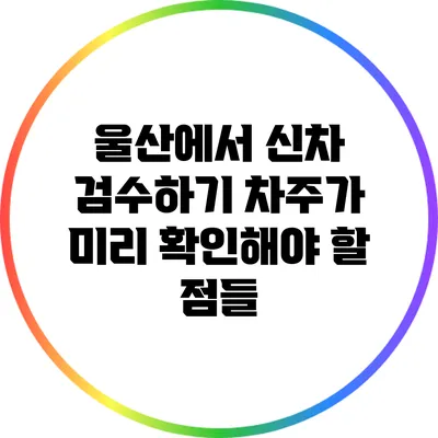 울산에서 신차 검수하기: 차주가 미리 확인해야 할 점들