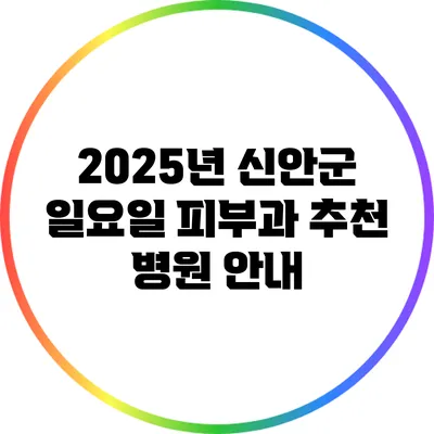 2025년 신안군 일요일 피부과 추천 병원 안내