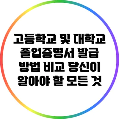 고등학교 및 대학교 졸업증명서 발급 방법 비교: 당신이 알아야 할 모든 것