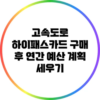 고속도로 하이패스카드 구매 후 연간 예산 계획 세우기