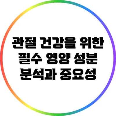 관절 건강을 위한 필수 영양 성분 분석과 중요성