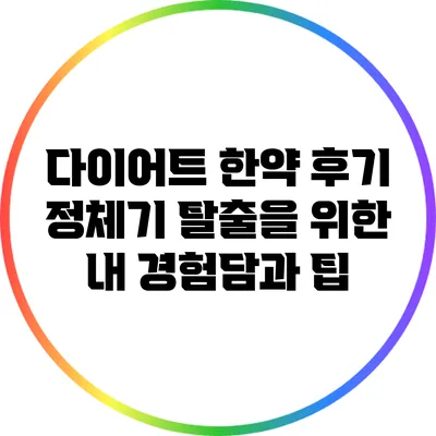 다이어트 한약 후기: 정체기 탈출을 위한 내 경험담과 팁