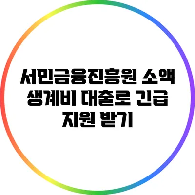 서민금융진흥원 소액 생계비 대출로 긴급 지원 받기