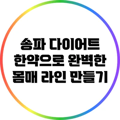 송파 다이어트 한약으로 완벽한 몸매 라인 만들기