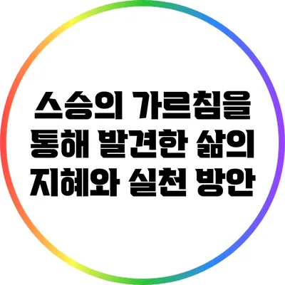 스승의 가르침을 통해 발견한 삶의 지혜와 실천 방안