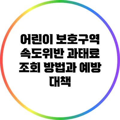 어린이 보호구역 속도위반 과태료 조회 방법과 예방 대책
