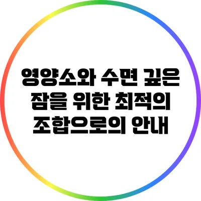 영양소와 수면: 깊은 잠을 위한 최적의 조합으로의 안내