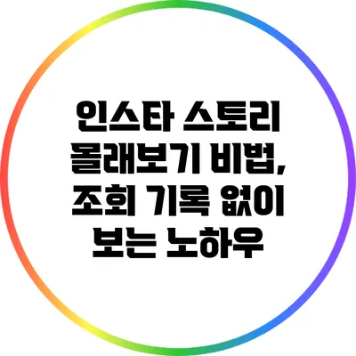 인스타 스토리 몰래보기 비법, 조회 기록 없이 보는 노하우