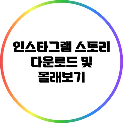 인스타그램 스토리 다운로드 및 몰래보기