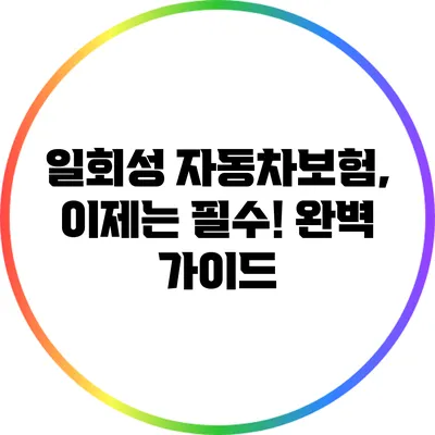 일회성 자동차보험, 이제는 필수! 완벽 가이드