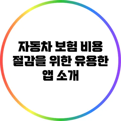 자동차 보험 비용 절감을 위한 유용한 앱 소개