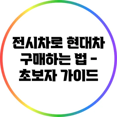 전시차로 현대차 구매하는 법 - 초보자 가이드