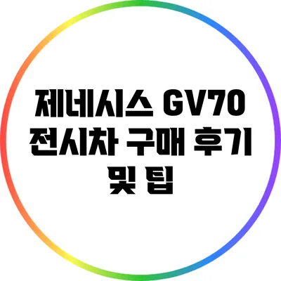 제네시스 GV70 전시차 구매 후기 및 팁