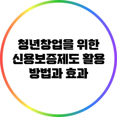 청년창업을 위한 신용보증제도 활용 방법과 효과