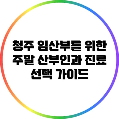 청주 임산부를 위한 주말 산부인과 진료 선택 가이드