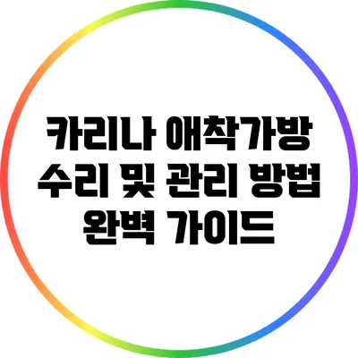 카리나 애착가방 수리 및 관리 방법 완벽 가이드