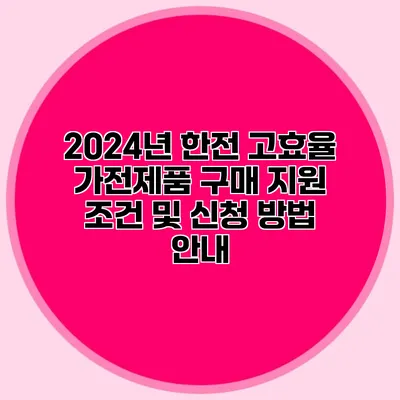 2024년 한전 고효율 가전제품 구매 지원 조건 및 신청 방법 안내