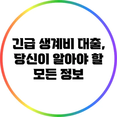 긴급 생계비 대출, 당신이 알아야 할 모든 정보