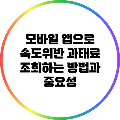 모바일 앱으로 속도위반 과태료 조회하는 방법과 중요성