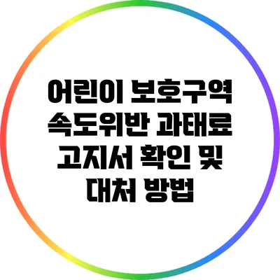 어린이 보호구역 속도위반 과태료: 고지서 확인 및 대처 방법