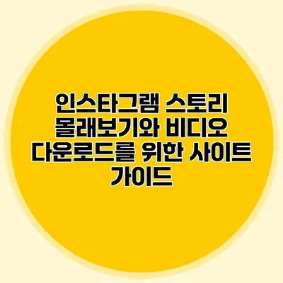 인스타그램 스토리 몰래보기와 비디오 다운로드를 위한 사이트 가이드