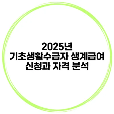 2025년 기초생활수급자 생계급여 신청과 자격 분석