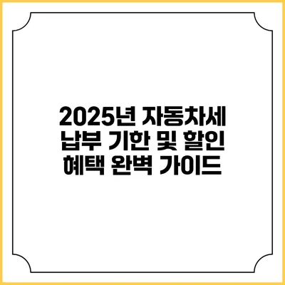 2025년 자동차세 납부 기한 및 할인 혜택 완벽 가이드