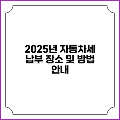 2025년 자동차세 납부 장소 및 방법 안내