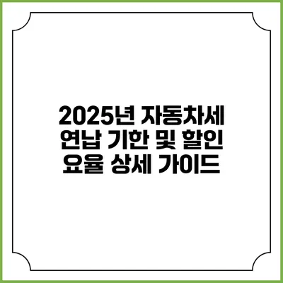 2025년 자동차세 연납 기한 및 할인 요율 상세 가이드