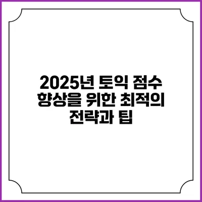 2025년 토익 점수 향상을 위한 최적의 전략과 팁