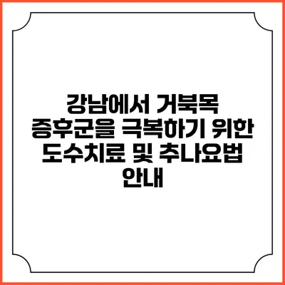 강남에서 거북목 증후군을 극복하기 위한 도수치료 및 추나요법 안내