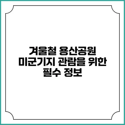 겨울철 용산공원 미군기지 관람을 위한 필수 정보