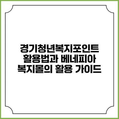경기청년복지포인트 활용법과 베네피아 복지몰의 활용 가이드