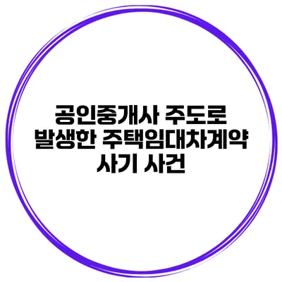공인중개사 주도로 발생한 주택임대차계약 사기 사건