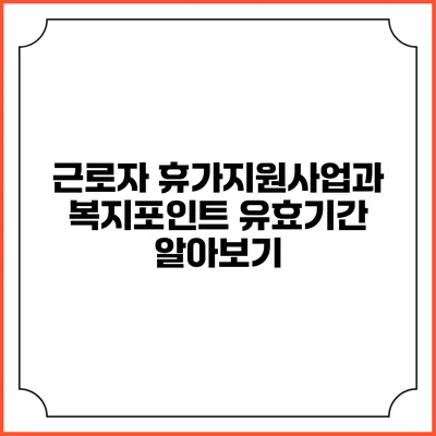 근로자 휴가지원사업과 복지포인트 유효기간 알아보기