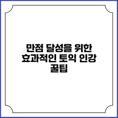 만점 달성을 위한 효과적인 토익 인강 꿀팁