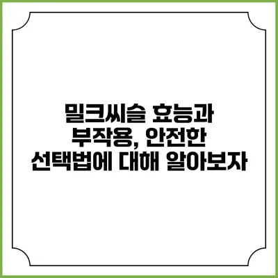 밀크씨슬 효능과 부작용, 안전한 선택법에 대해 알아보자