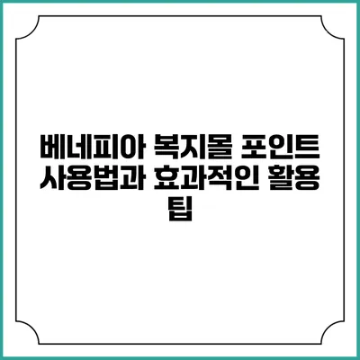 베네피아 복지몰 포인트 사용법과 효과적인 활용 팁
