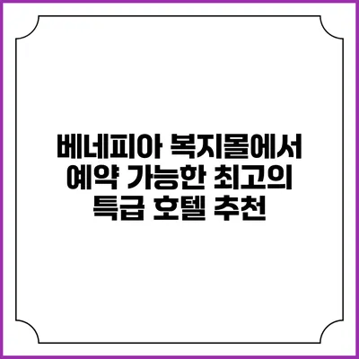 베네피아 복지몰에서 예약 가능한 최고의 특급 호텔 추천