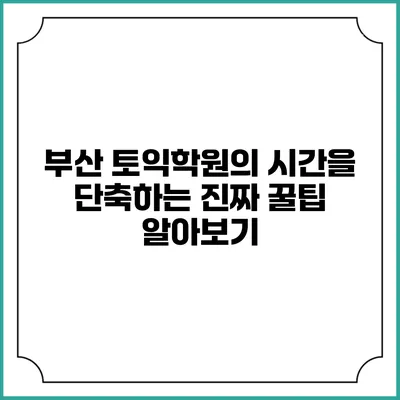 부산 토익학원의 시간을 단축하는 진짜 꿀팁 알아보기