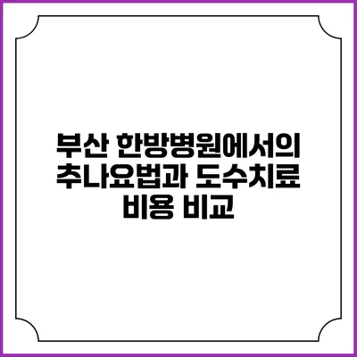 부산 한방병원에서의 추나요법과 도수치료 비용 비교