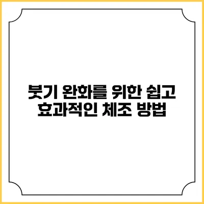 붓기 완화를 위한 쉽고 효과적인 체조 방법