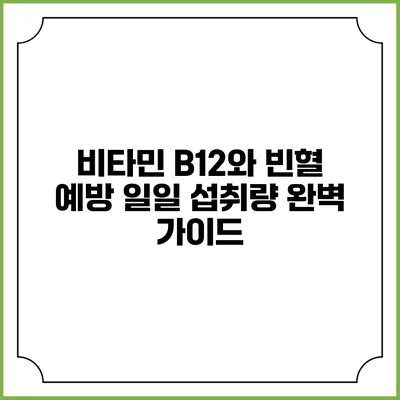 비타민 B12와 빈혈 예방: 일일 섭취량 완벽 가이드