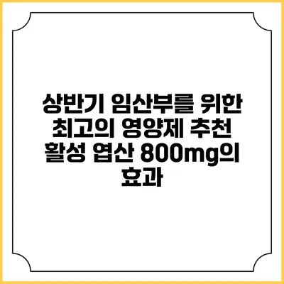 상반기 임산부를 위한 최고의 영양제 추천: 활성 엽산 800mg의 효과