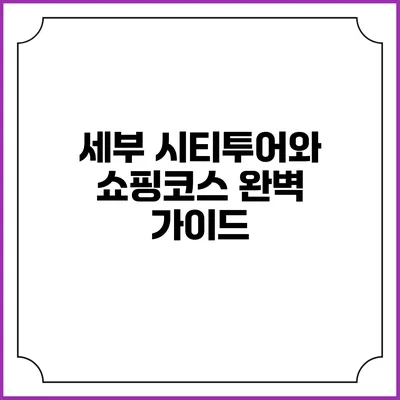 세부 시티투어와 쇼핑코스 완벽 가이드