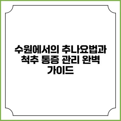 수원에서의 추나요법과 척추 통증 관리 완벽 가이드