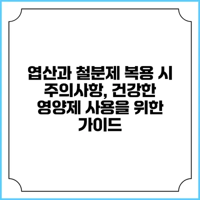 엽산과 철분제 복용 시 주의사항, 건강한 영양제 사용을 위한 가이드