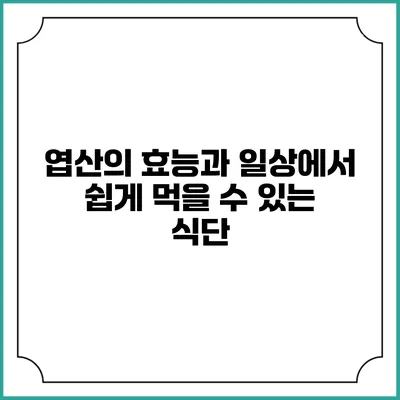 엽산의 효능과 일상에서 쉽게 먹을 수 있는 식단