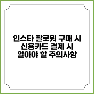 인스타 팔로워 구매 시 신용카드 결제 시 알아야 할 주의사항